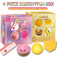 4PCS Squishy Toy Set Slow & Fast Rebound Silicone Stress Relief Toys