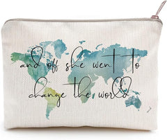 Graduation Gift For Her, Makeup Bag Gift, Graduation Gift, Daughter Gift, Sister Gift, World Map Bag, Roommate Gift