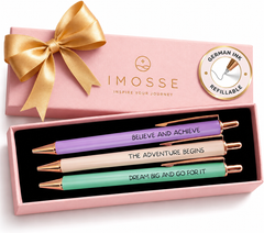 3pc Fancy Pen Set, Graduation Gifts for Women Class of 2026, German-Ink, 1mm Swiss-Tip, College & High School Graduation Gifts, Congrats Grad Gift for Graduates